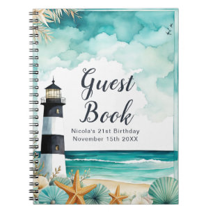 Nautical Lighthouse Birthday Party Guest Book