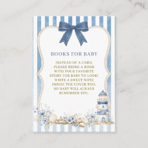 Nautical Lighthouse Blue Books for Baby Shower Enclosure Card