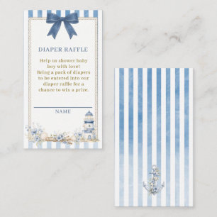Nautical Lighthouse Blue Diaper Raffle Baby Shower Enclosure Card