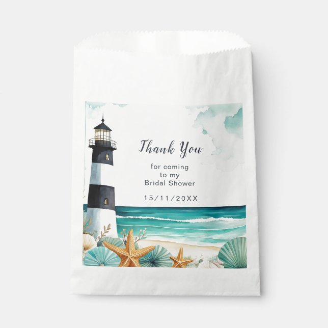 Nautical Lighthouse Bridal Shower Favour Bags (Front)