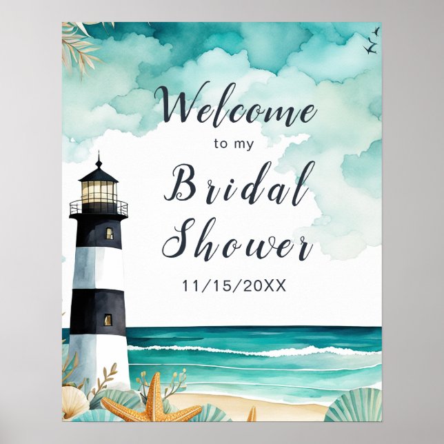 Nautical Lighthouse Bridal Shower Poster (Front)