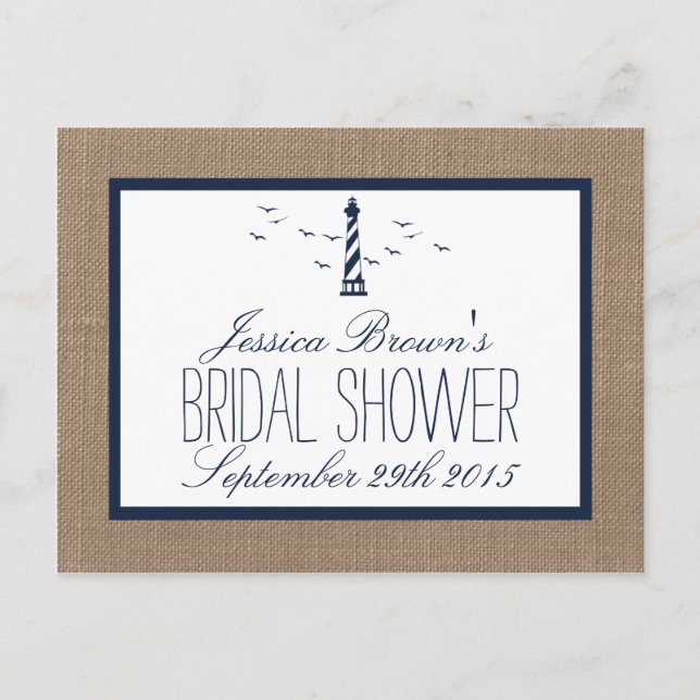 Nautical Lighthouse Bridal Shower Recipe Cards (Front)