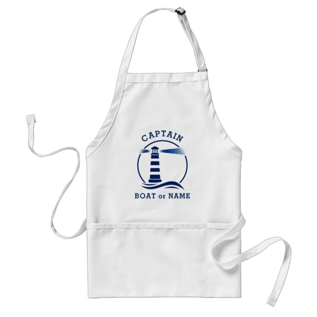 Nautical Lighthouse Captain Boat or Name Navy Blue Standard Apron (Front)