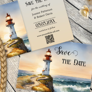 Nautical Lighthouse Coastal Save the Date Card