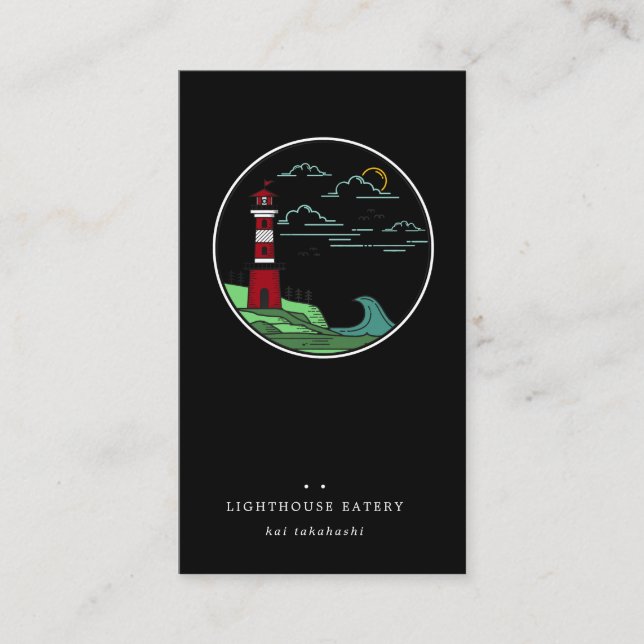 Nautical Lighthouse Logo Business Card (Front)