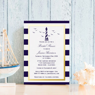Nautical Lighthouse Navy Stripe Bridal Shower Real