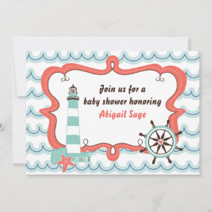 Nautical Lighthouse Neutral Baby Shower Invitation