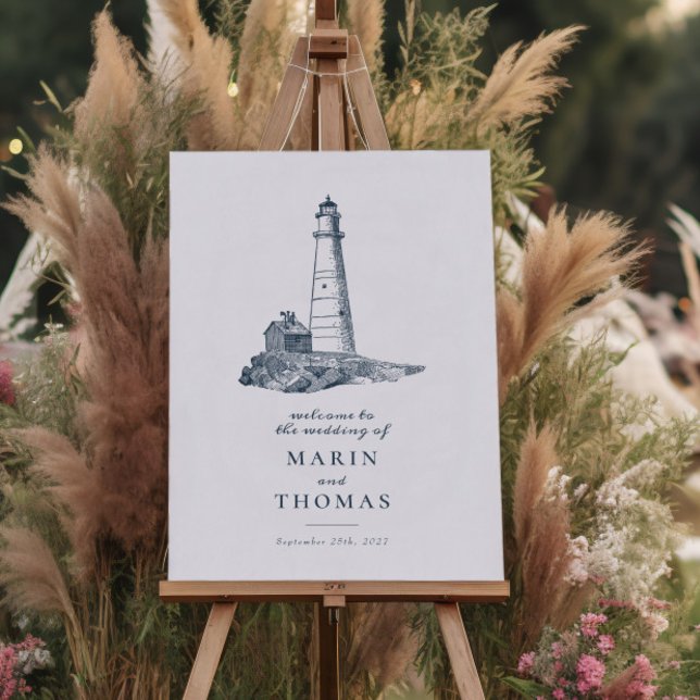 Nautical Lighthouse Ocean Sea Wedding Welcome Sign (Creator Uploaded)