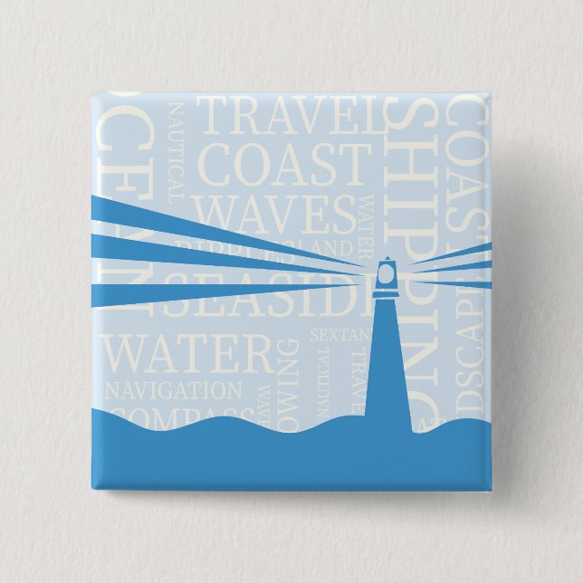 Nautical Lighthouse poster 15 Cm Square Badge (Front)