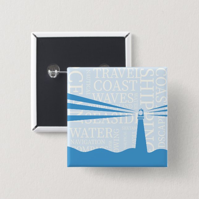 Nautical Lighthouse poster 15 Cm Square Badge (Front & Back)