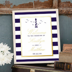 Nautical Lighthouse Real Foil Wedding Welcome Sign