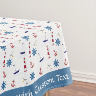 Nautical Lighthouse Sailboat Ocean Personalised Tablecloth