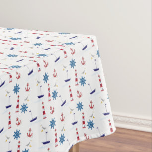 Nautical Lighthouse Sailboat Ocean Rectangle Table Tablecloth