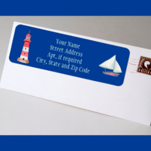 Nautical Lighthouse Sailboat Return Address Label