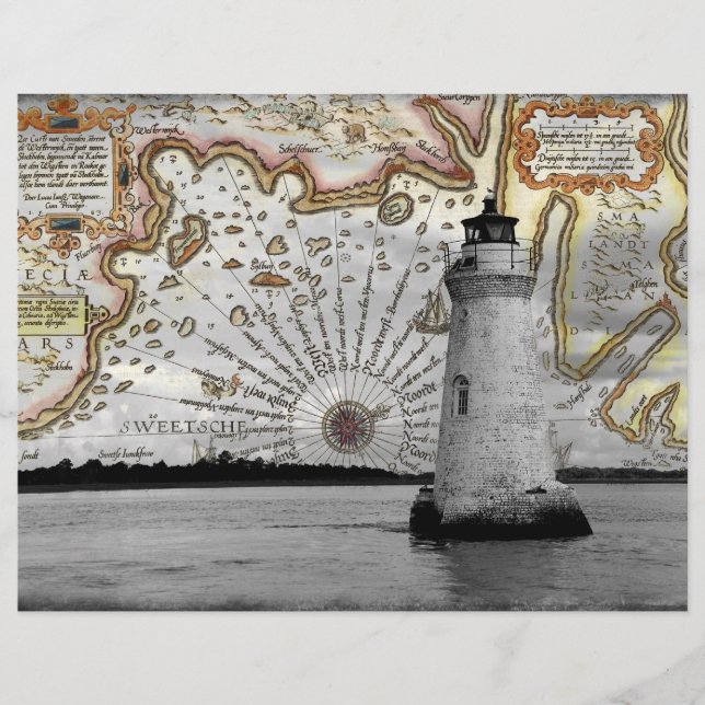 Nautical lighthouse scrapbook paper (Front)
