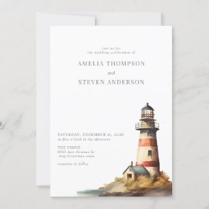 Nautical, Lighthouse   Sea Wedding Invitation