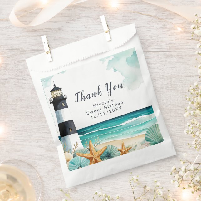 Nautical Lighthouse Sweet Sixteen Favour Bags (Clipped)