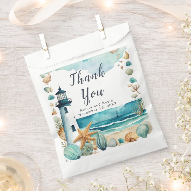 Nautical Lighthouse Wedding  Favour Bags (Clipped)