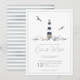 Nautical lighthouse wedding invitation