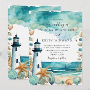 Nautical Lighthouse Wedding Invitation