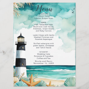 Nautical Lighthouse Wedding  Menu