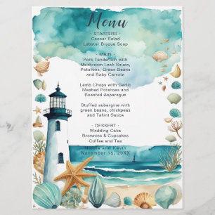 Nautical Lighthouse Wedding  Menu