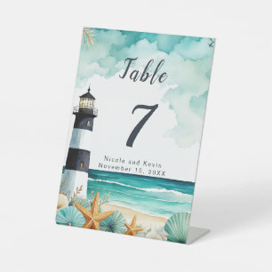 Nautical Lighthouse Wedding  Pedestal Sign