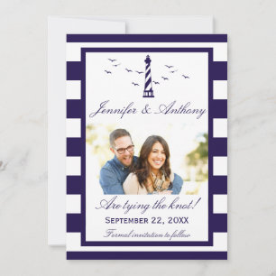 Nautical Lighthouse Wedding Photo Save The Date