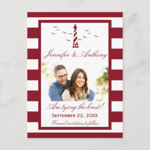 Nautical Lighthouse Wedding Photo Save The Date Announcement Postcard