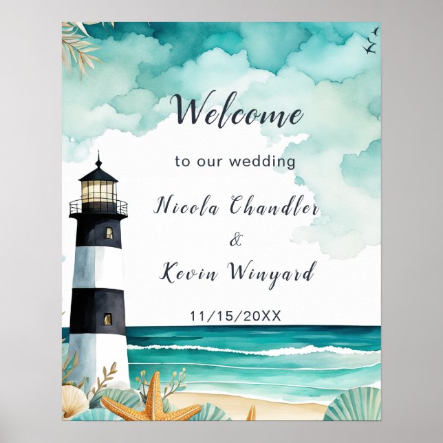 Nautical Lighthouse Wedding  Poster (Front)