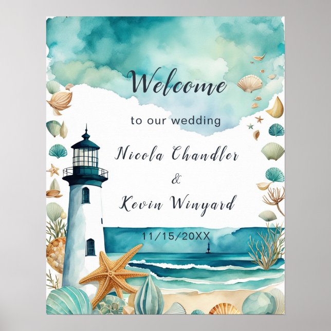 Nautical Lighthouse Wedding  Poster (Front)