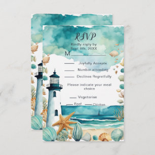 Nautical Lighthouse Wedding RSVP Card