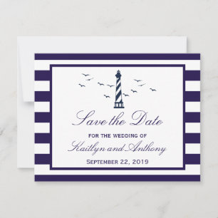 Nautical Lighthouse Wedding Save The Date Cards