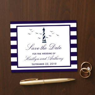 Nautical Lighthouse Wedding Save The Date Cards