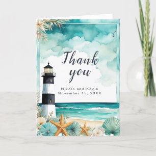 Nautical Lighthouse Wedding Thank You Card
