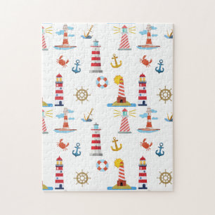 Nautical Lighthouses Ocean Themed Jigsaw Puzzle