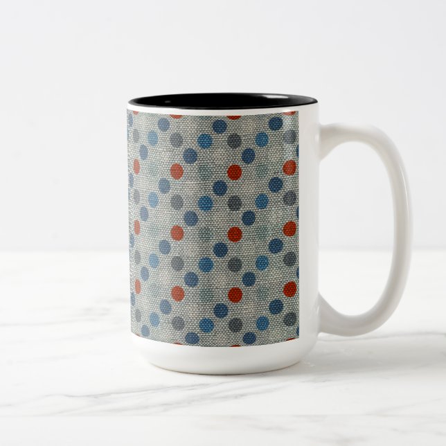Nautical Linen Dots Two-Tone Coffee Mug (Right)