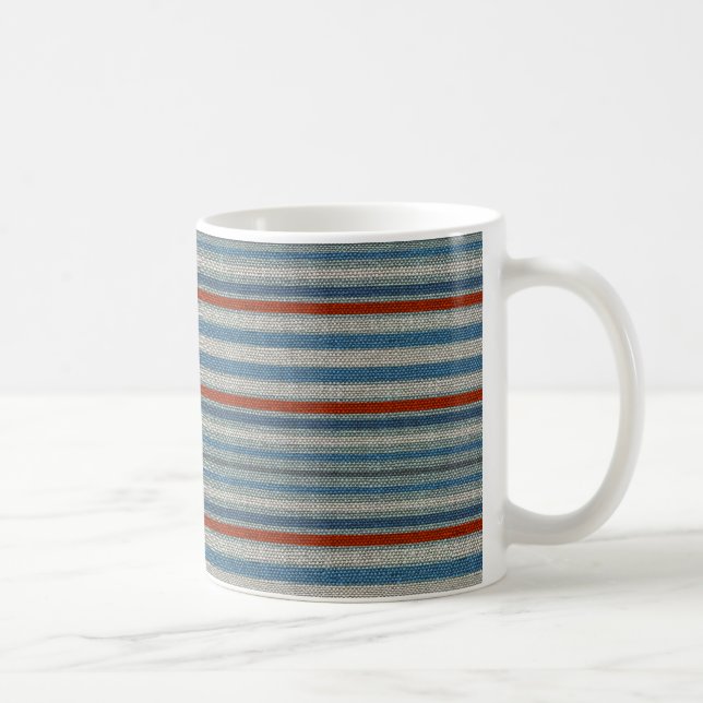 Nautical Linen Stripe Coffee Mug (Right)