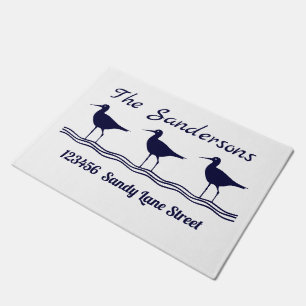 Nautical Lite Navy Blue White  Sandpipers Doormat