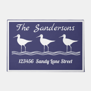 Nautical Lite Navy Blue White  Sandpipers Doormat