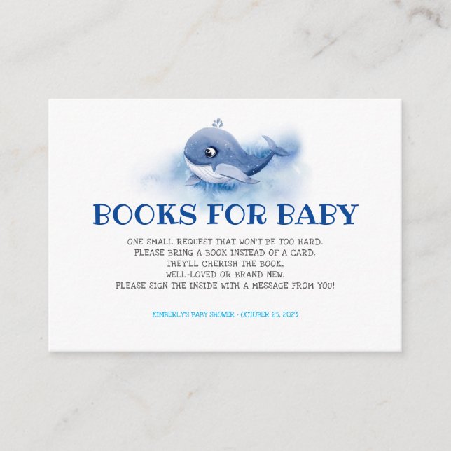 Nautical Little Whale Books For Baby Enclosure Card (Front)