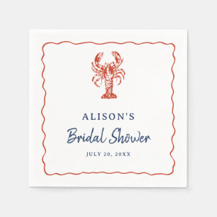 Nautical Lobster Coastal Bridal Shower  Napkin