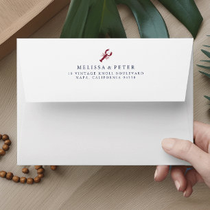 Nautical Lobster Navy and Red Stripe Lined Envelope