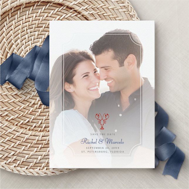 Nautical Lobster Photo Wedding Save the Date (Creator Uploaded)