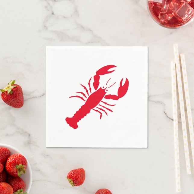 Nautical lobster red and white paper napkins (Insitu)