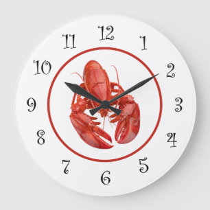 Nautical Lobster Theme Wall Decor Large Clock