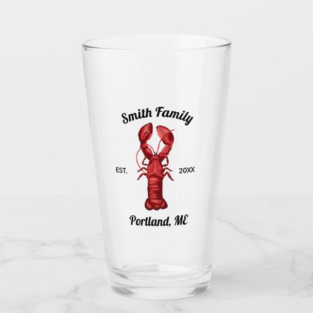 Nautical Lobster Wedding Favour Glass (Front)