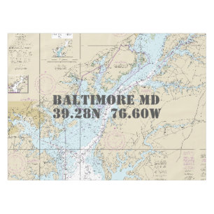 Nautical Longitude Latitude Baltimore MD Tablecloth