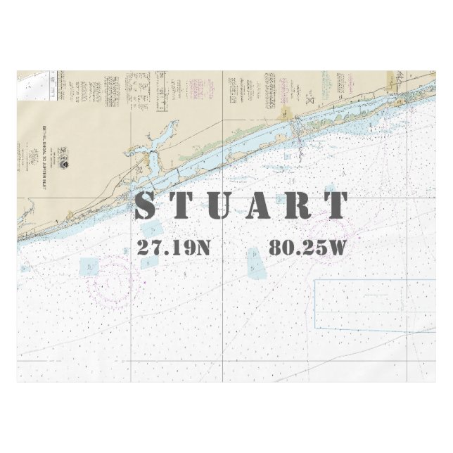 Nautical Longitude Latitude Southeast Florida Tablecloth (Front (Horizontal))