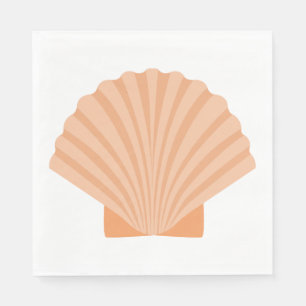 Nautical Love Seashell Orange Coral Wedding Party Napkin